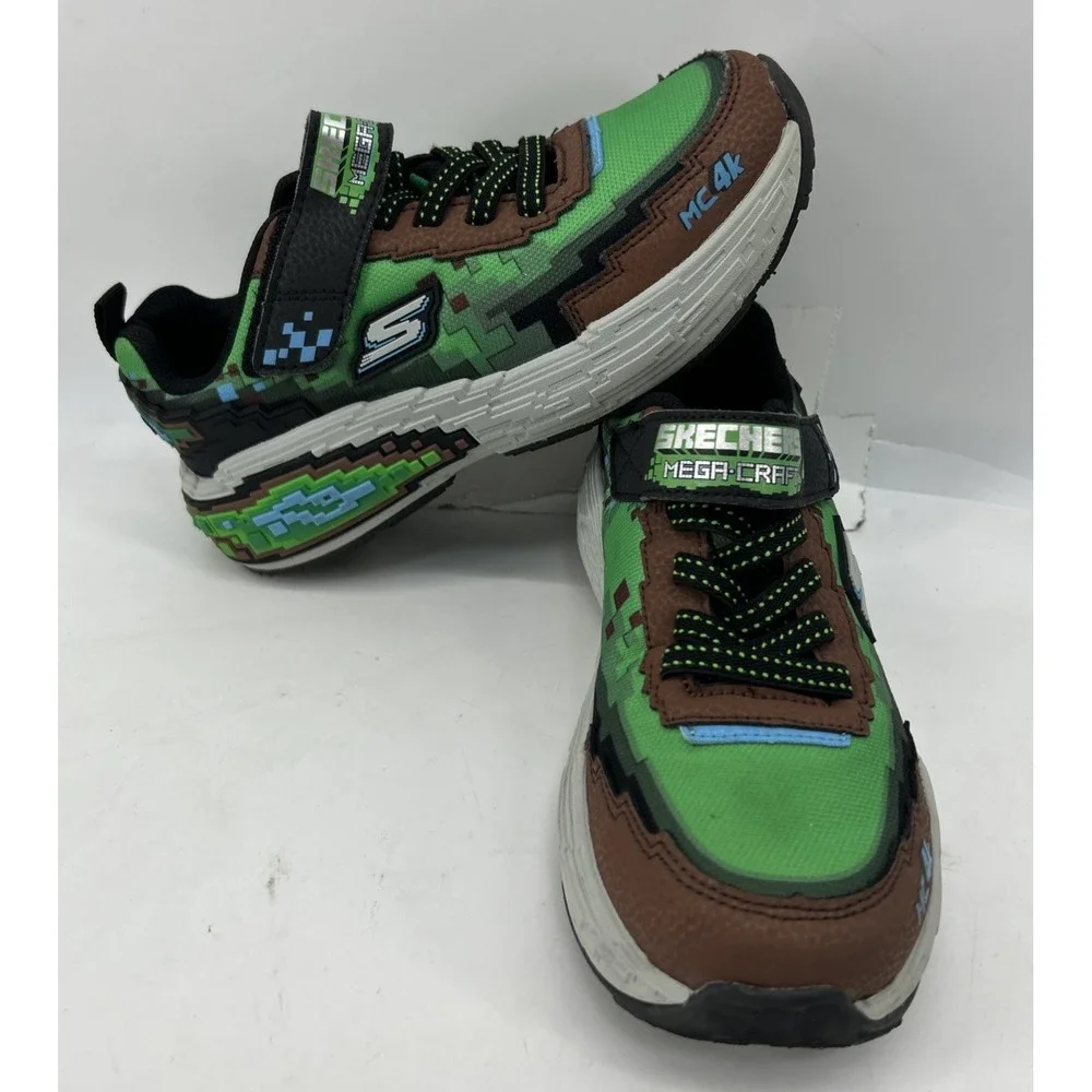Skechers Mega-Craft 4K Sneakers Hook And Loop Pixelated Design Kids Size 3